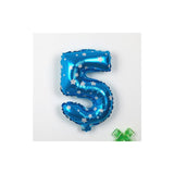 Balon Din Folie Metalizata Figurina Cifra, Imprimeu Stele, Tema Aniversare 80 Cm, Ambalaj Individual, Pai Inclus, Umflare Cu Aer Sau Heliu, Cifra 5 - vivimall.ro