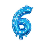Balon Din Folie Metalizata Figurina Cifra, Imprimeu Stele, Tema Aniversare 80 Cm, Ambalaj Individual, Pai Inclus, Umflare Cu Aer Sau Heliu, Cifra 6 - vivimall.ro