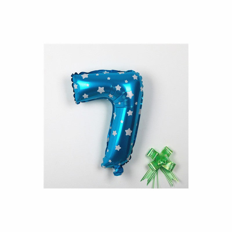 Balon Din Folie Metalizata Figurina Cifra, Imprimeu Stele, Tema Aniversare 80 Cm, Ambalaj Individual, Pai Inclus, Umflare Cu Aer Sau Heliu, Cifra 7 - vivimall.ro