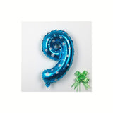 Balon Din Folie Metalizata Figurina Cifra, Imprimeu Stele, Tema Aniversare 80 Cm, Ambalaj Individual, Pai Inclus, Umflare Cu Aer Sau Heliu, Cifra 9 - vivimall.ro