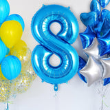Balon Din Folie Metalizata Figurina Cifra, Tema Aniversare 40 Cm, Ambalaj Individual, Pai Inclus, Umflare Cu Aer Sau Heliu, Cifra 8