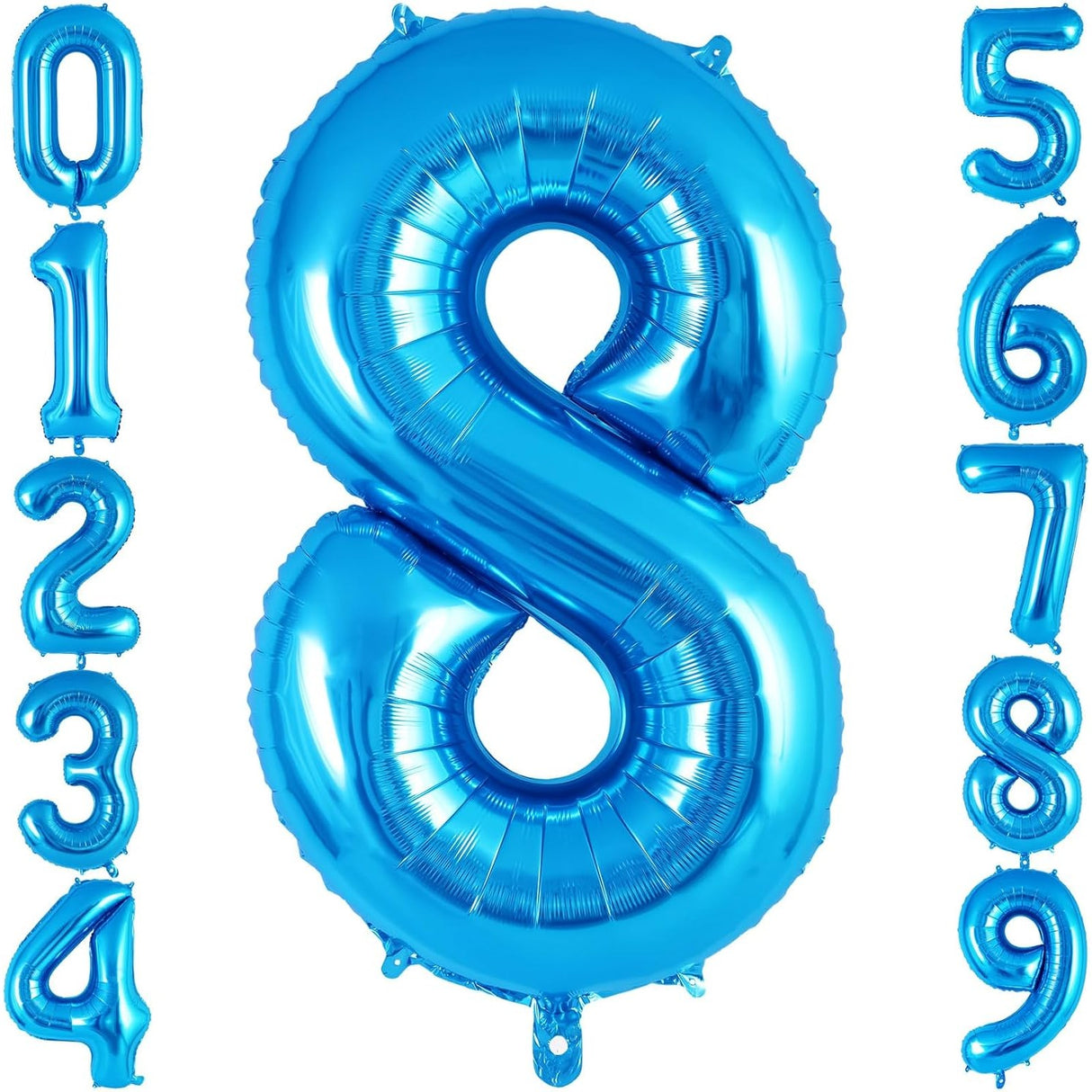 Balon Din Folie Metalizata Figurina Cifra, Tema Aniversare 40 Cm, Ambalaj Individual, Pai Inclus, Umflare Cu Aer Sau Heliu, Cifra 8