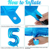 Balon din folie metalizata, Vivimall, Balon aniversar, 40 cm, Albastru, Ambalaj Individual, Pai inclus, Cifra 5 - vivimall.ro