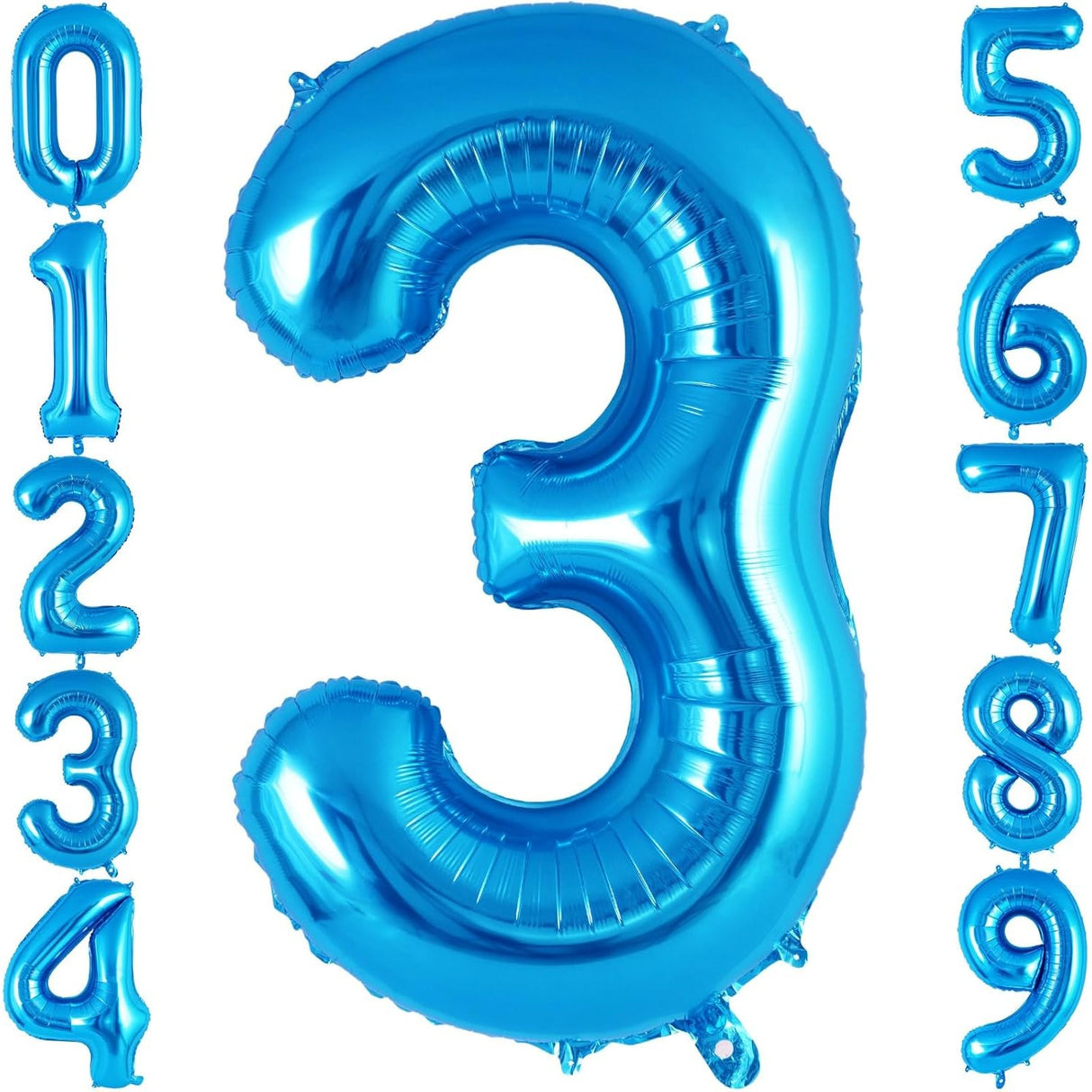 Balon Din Folie Metalizata Figurina Cifra, Tema Aniversare 40 Cm, Ambalaj Individual, Pai Inclus, Umflare Cu Aer Sau Heliu, Cifra 3