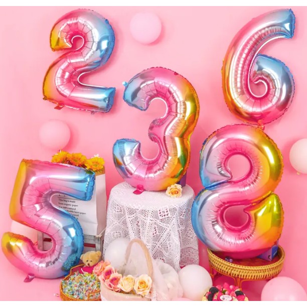Balon Din Folie Metalizata Figurina Cifra, Tema Aniversare 40 Cm, Ambalaj Individual, Pai Inclus, Umflare Cu Aer Sau Heliu, Cifra 5
