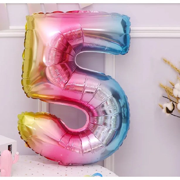 Balon Din Folie Metalizata Figurina Cifra, Tema Aniversare 40 Cm, Ambalaj Individual, Pai Inclus, Umflare Cu Aer Sau Heliu, Cifra 5