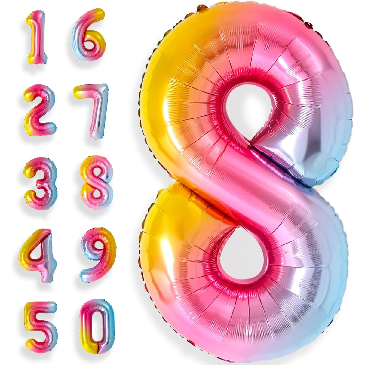 Balon Din Folie Metalizata Figurina Cifra, Tema Aniversare 40 Cm, Ambalaj Individual, Pai Inclus, Umflare Cu Aer Sau Heliu, Cifra 8