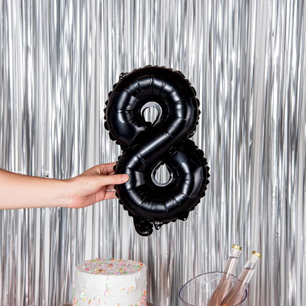 Balon Din Folie Metalizata Figurina Cifra, Tema Aniversare 40 Cm, Ambalaj Individual, Pai Inclus, Umflare Cu Aer Sau Heliu, Cifra 8 - vivimall.ro