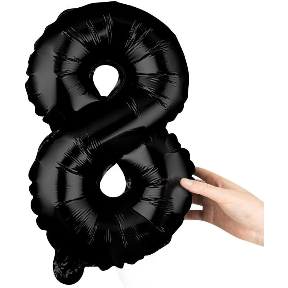 Balon Din Folie Metalizata Figurina Cifra, Tema Aniversare 40 Cm, Ambalaj Individual, Pai Inclus, Umflare Cu Aer Sau Heliu, Cifra 8 - vivimall.ro