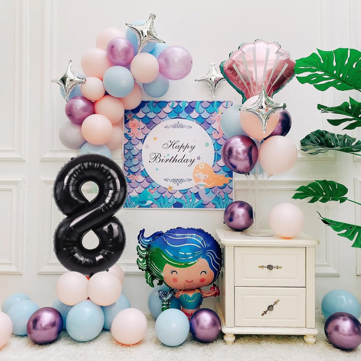 Balon Din Folie Metalizata Figurina Cifra, Tema Aniversare 40 Cm, Ambalaj Individual, Pai Inclus, Umflare Cu Aer Sau Heliu, Cifra 8 - vivimall.ro