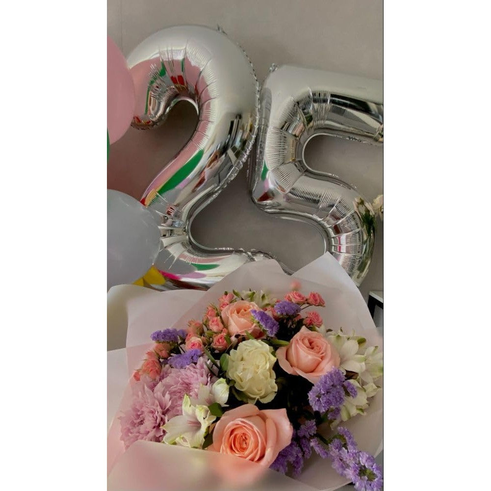 Balon Din Folie Metalizata Figurina Cifra, Tema Aniversare 40 Cm, Ambalaj Individual, Pai Inclus, Umflare Cu Aer Sau Heliu, Cifra 5