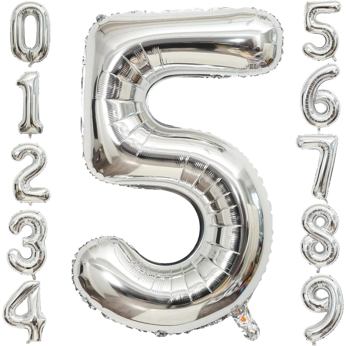 Balon Din Folie Metalizata Figurina Cifra, Tema Aniversare 40 Cm, Ambalaj Individual, Pai Inclus, Umflare Cu Aer Sau Heliu, Cifra 5