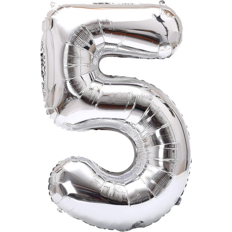 Balon Din Folie Metalizata Figurina Cifra, Tema Aniversare 40 Cm, Ambalaj Individual, Pai Inclus, Umflare Cu Aer Sau Heliu, Cifra 5 - vivimall.ro