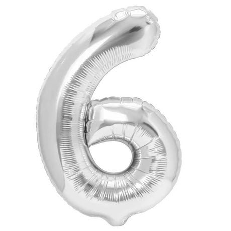 Balon Din Folie Metalizata Figurina Cifra, Tema Aniversare 40 Cm, Ambalaj Individual, Pai Inclus, Umflare Cu Aer Sau Heliu, Cifra 6 - vivimall.ro