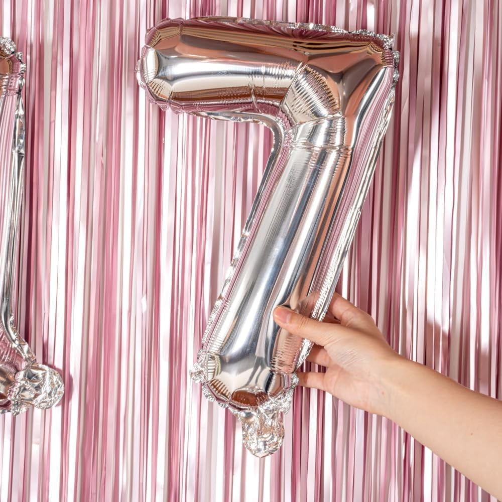 Balon Din Folie Metalizata Figurina Cifra, Tema Aniversare 40 Cm, Ambalaj Individual, Pai Inclus, Umflare Cu Aer Sau Heliu, Cifra 7 - vivimall.ro