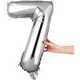 Balon Din Folie Metalizata Figurina Cifra, Tema Aniversare 40 Cm, Ambalaj Individual, Pai Inclus, Umflare Cu Aer Sau Heliu, Cifra 7 - vivimall.ro