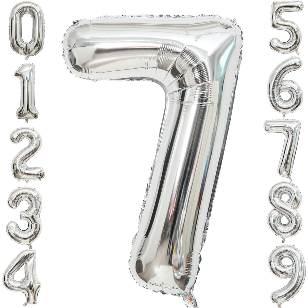 Balon Din Folie Metalizata Figurina Cifra, Tema Aniversare 40 Cm, Ambalaj Individual, Pai Inclus, Umflare Cu Aer Sau Heliu, Cifra 7 - vivimall.ro