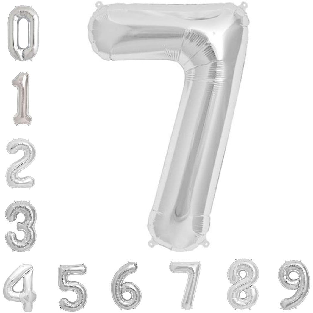 Balon Din Folie Metalizata Figurina Cifra, Tema Aniversare 40 Cm, Ambalaj Individual, Pai Inclus, Umflare Cu Aer Sau Heliu, Cifra 7