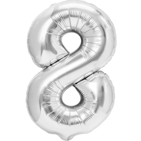 Balon Din Folie Metalizata Figurina Cifra, Tema Aniversare 40 Cm, Ambalaj Individual, Pai Inclus, Umflare Cu Aer Sau Heliu, Cifra 8 - vivimall.ro