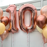 Balon Din Folie Metalizata Figurina Cifra, Tema Aniversare 80 Cm, Ambalaj Individual, Pai Inclus, Umflare Cu Aer Sau Heliu, Rose, Cifra 1 - vivimall.ro