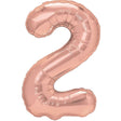 Balon din Folie Metalizata Vivimall, Figurina Cifra, Tema Aniversare 80 cm, Ambalaj Individual, Pai inclus, Umflare cu Aer sau Heliu, Rose, Cifra 2 - vivimall.ro