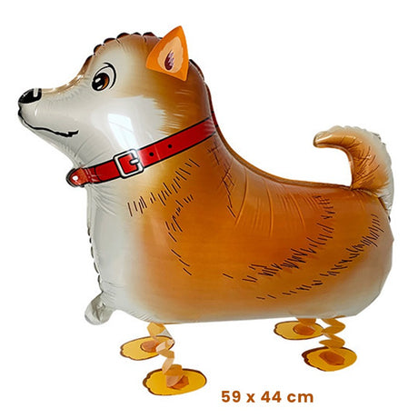 Balon din Folie Metalizata, Flippy, Figurina Animata, Model Catel, 59x44 cm, Ambalaj Individual, Pai Inclus, Umflare cu Aer sau Heliu, Maro inchis