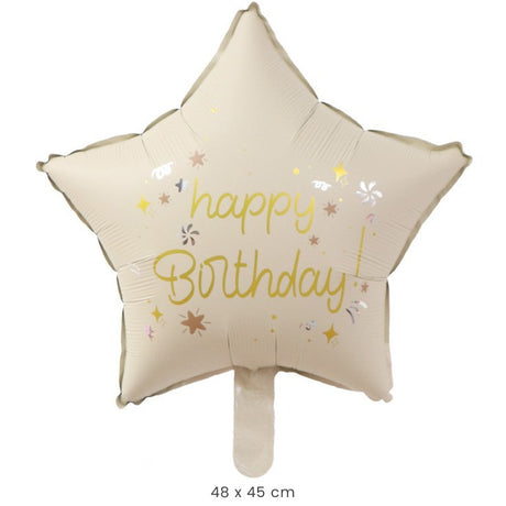 Balon din Folie Metalizata, Flippy, Figurina Animata, Model Stea, 45 cm, Ambalaj Individual, Pai Inclus, Umflare cu Aer sau Heliu, Bej