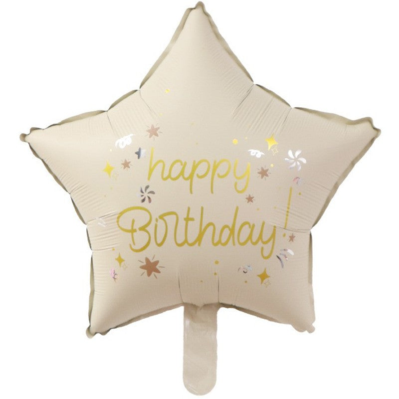 Balon din Folie Metalizata, Flippy, Figurina Animata, Model Stea, 45 cm, Ambalaj Individual, Pai Inclus, Umflare cu Aer sau Heliu, Bej