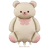 Balon din Folie Metalizata, Vivimall, Figurina Animata, Model Ursulet, 89 x 65 cm, Ambalaj Individual, Pai Inclus, Umflare cu Aer sau Heliu, Bej Sampanie