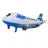 Balon din Folie Metalizata, Vivimall, Figurina Avion, Tema Aeronava, 44x82.5 cm, Ambalaj Individual, Pai Inclus, Umflare cu Aer sau Heliu, Alb