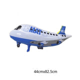 Balon din Folie Metalizata, Vivimall, Figurina Avion, Tema Aeronava, 44x82.5 cm, Ambalaj Individual, Pai Inclus, Umflare cu Aer sau Heliu, Alb