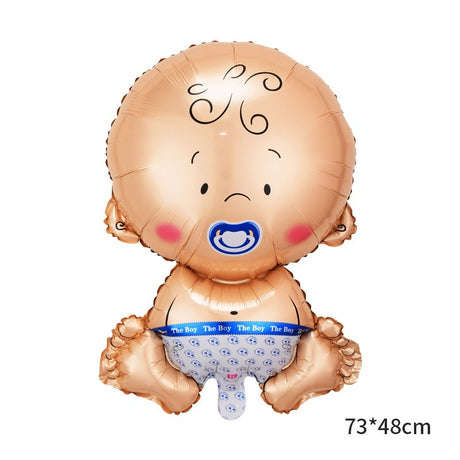 Balon din Folie Metalizata, Vivimall, Figurina Baietel, Tema Botez, 73x48 cm, Ambalaj Individual, Pai Inclus, Umflare cu Aer sau Heliu, Albastru