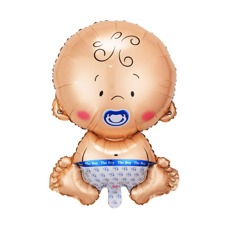 Balon din Folie Metalizata, Vivimall, Figurina Baietel, Tema Botez, 73x48 cm, Ambalaj Individual, Pai Inclus, Umflare cu Aer sau Heliu, Albastru