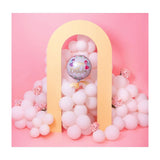 Balon din Folie Metalizata, Flippy, Figurina Cerc, Model Happy Birthday cu Zane, Tematica Aniversare, 45 cm, Ambalaj Individual, Pai Inclus, Umflare cu Aer sau Heliu, Multicolor