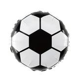 Balon din Folie Metalizata, Flippy, Figurina Cerc, Model Minge de Fotbal, Tematica Sport, 45 cm, Ambalaj Individual, Pai Inclus, Umflare cu Aer sau Heliu, Alb-Negru