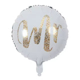 Balon din Folie Metalizata, Flippy, Figurina Cerc, Model MR, Tematica Nunta, 45 cm, Ambalaj Individual, Pai Inclus, Umflare cu Aer sau Heliu, Alb
