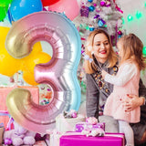 Balon Din Folie Metalizata Figurina Cifra Gradient, Tema Aniversare 40 Cm, Ambalaj Individual, Pai Inclus, Umflare Cu Aer Sau Heliu, Cifra 3 - vivimall.ro