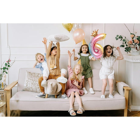 Balon Din Folie Metalizata, Figurina Cifra Gradient, Tema Aniversare 80 Cm, Ambalaj Individual, Pai Inclus, Umflare Cu Aer Sau Heliu, Coronita, Cifra 6 - vivimall.ro