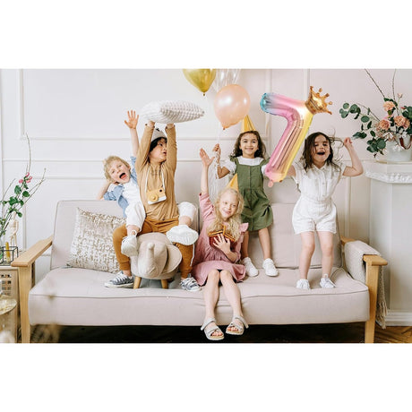Balon Din Folie Metalizata, Figurina Cifra Gradient, Tema Aniversare 80 Cm, Ambalaj Individual, Pai Inclus, Umflare Cu Aer Sau Heliu, Coronita, Cifra 7 - vivimall.ro