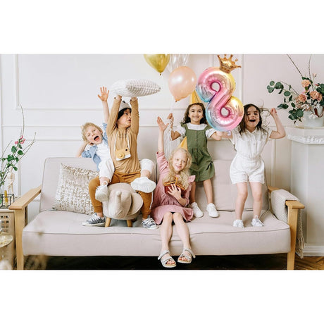 Balon Din Folie Metalizata, Figurina Cifra Gradient, Tema Aniversare 80 Cm, Ambalaj Individual, Pai Inclus, Umflare Cu Aer Sau Heliu, Coronita, Cifra 8 - vivimall.ro