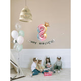 Balon din Folie Metalizata, Vivimall, Figurina Cifra Gradient, Tema Aniversare 80 cm, Ambalaj Individual, Pai inclus, Umflare cu Aer sau Heliu, Coronita, Cifra 8 - vivimall.ro