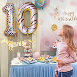 Balon Din Folie Metalizata Figurina Cifra, Imprimeu Gogosi, Tema Aniversare 100 Cm, Ambalaj Individual, Pai Inclus, Umflare Cu Aer Sau Heliu, Cifra 0 - vivimall.ro