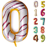 Balon Din Folie Metalizata Figurina Cifra, Imprimeu Gogosi, Tema Aniversare 100 Cm, Ambalaj Individual, Pai Inclus, Umflare Cu Aer Sau Heliu, Cifra 0 - vivimall.ro