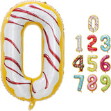 Balon Din Folie Metalizata Figurina Cifra, Imprimeu Gogosi, Tema Aniversare 100 Cm, Ambalaj Individual, Pai Inclus, Umflare Cu Aer Sau Heliu, Cifra 0 - vivimall.ro