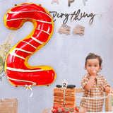 Balon Din Folie Metalizata Figurina Cifra, Imprimeu Gogosi, Tema Aniversare 100 Cm, Ambalaj Individual, Pai Inclus, Umflare Cu Aer Sau Heliu, Cifra 2 - vivimall.ro