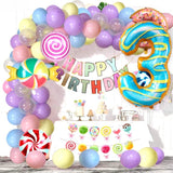 Balon din Folie Metalizata Vivimall, Figurina Cifra, Imprimeu Gogosi, Tema Aniversare 100 cm, Ambalaj Individual, Pai inclus, Umflare cu Aer sau Heliu, Multicolor, Cifra 3