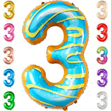 Balon Din Folie Metalizata Figurina Cifra, Imprimeu Gogosi, Tema Aniversare 100 Cm, Ambalaj Individual, Pai Inclus, Umflare Cu Aer Sau Heliu, Cifra 3 - vivimall.ro
