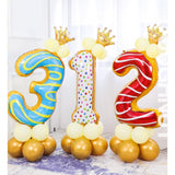 Balon Din Folie Metalizata Figurina Cifra, Imprimeu Gogosi, Tema Aniversare 100 Cm, Ambalaj Individual, Pai Inclus, Umflare Cu Aer Sau Heliu, Cifra 3 - vivimall.ro