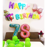 Balon Din Folie Metalizata Figurina Cifra, Imprimeu Gogosi, Tema Aniversare 100 Cm, Ambalaj Individual, Pai Inclus, Umflare Cu Aer Sau Heliu, Cifra 7 - vivimall.ro
