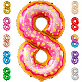 Balon din Folie Metalizata Vivimall, Figurina Cifra, Imprimeu Gogosi, Tema Aniversare 100 cm, Ambalaj Individual, Pai inclus, Umflare cu Aer sau Heliu, Multicolor, Cifra 8